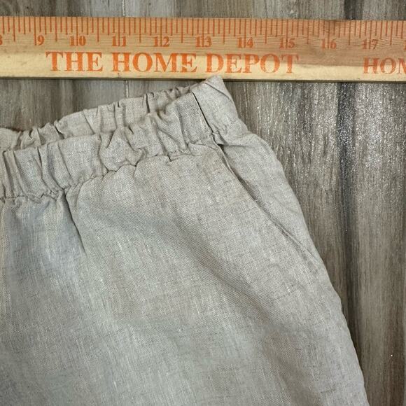 Match Point Pants Small Tan Pull On Cropped Wide Leg Split Hem Lagenlook Coastal - Picture 7 of 7